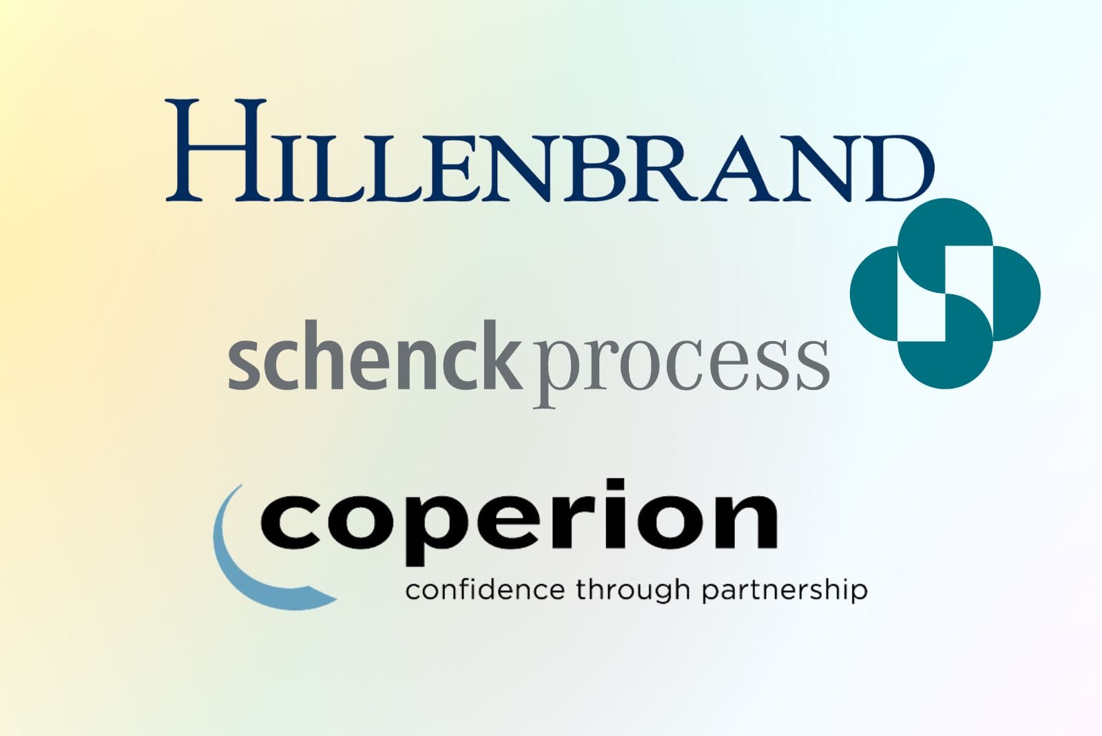 hillenbrand, schenck process and coperion logos with the words