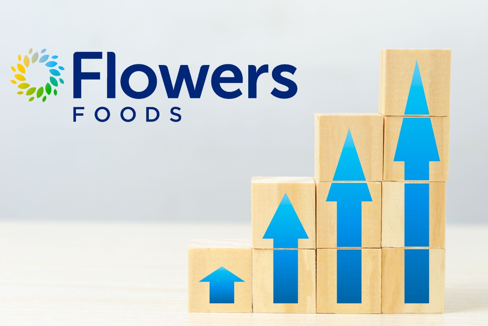 flowers foods logo with generic financial bar chart