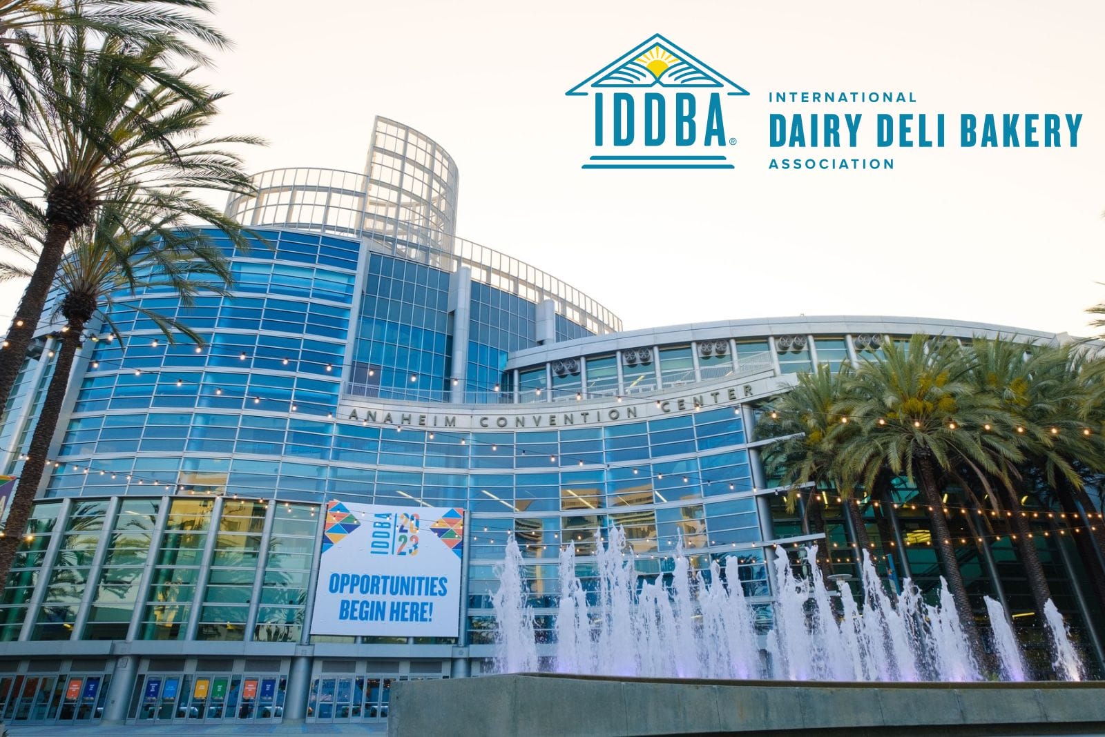 Anaheim Convention Center with IDDBA logo on it