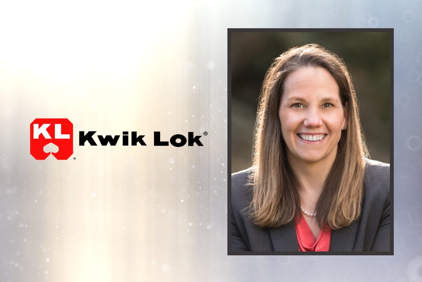 Kwik Lok logo and Sheila Stafford, CEO and co-founder of TeamSense