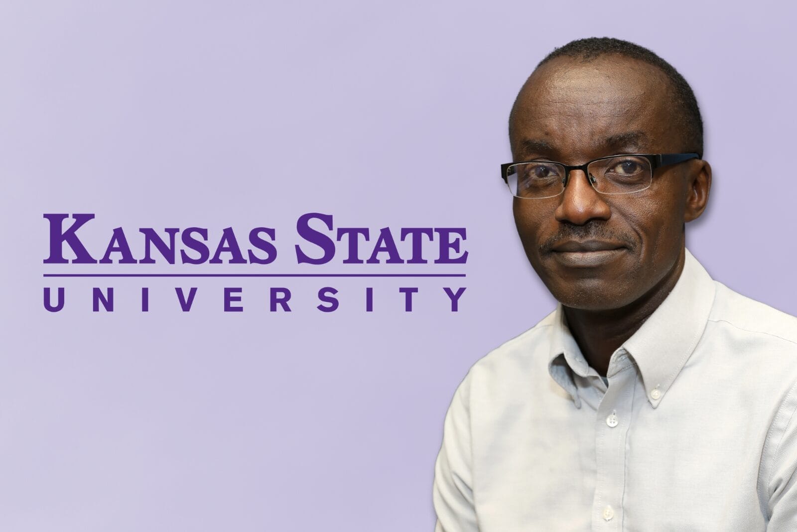 Picture of Joseph Awika with the K-State logo on purple background.