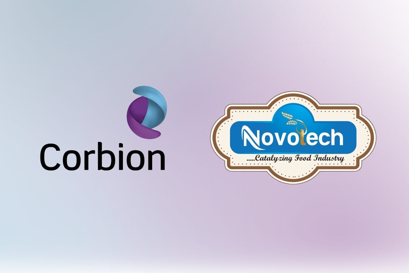 Corbion and Novotech logos on blue and purple gradient background