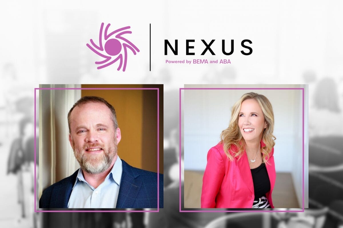 Head shots of Ron White and Shawna Suckow on background with NEXUS logo.