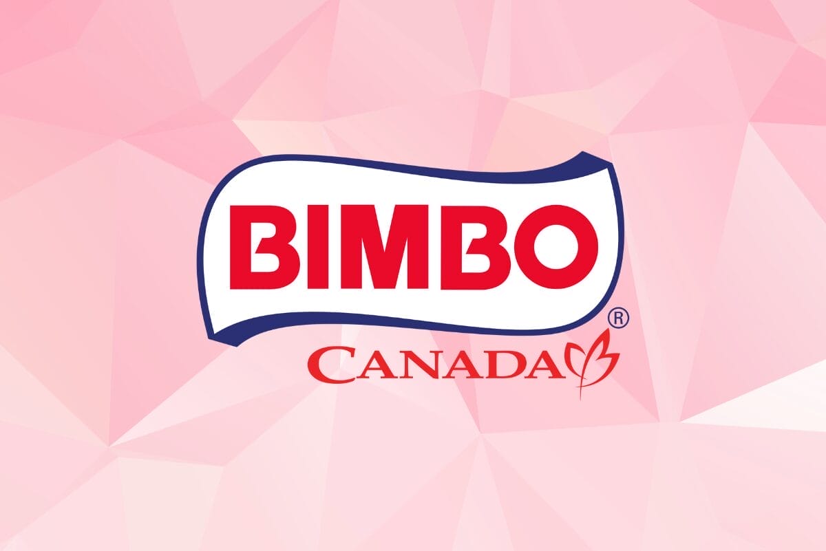 Bimbo Canada logo on pink geometric background