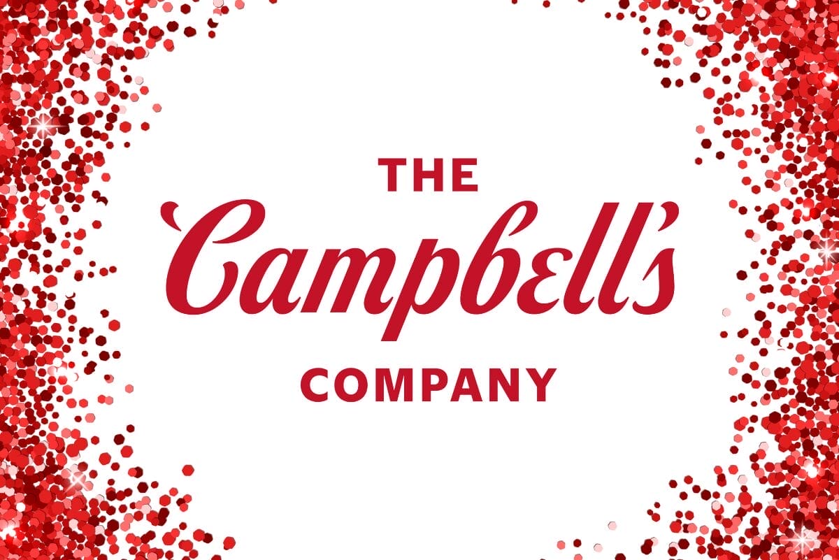 The Campbell's Company logo surrounded by red glitter