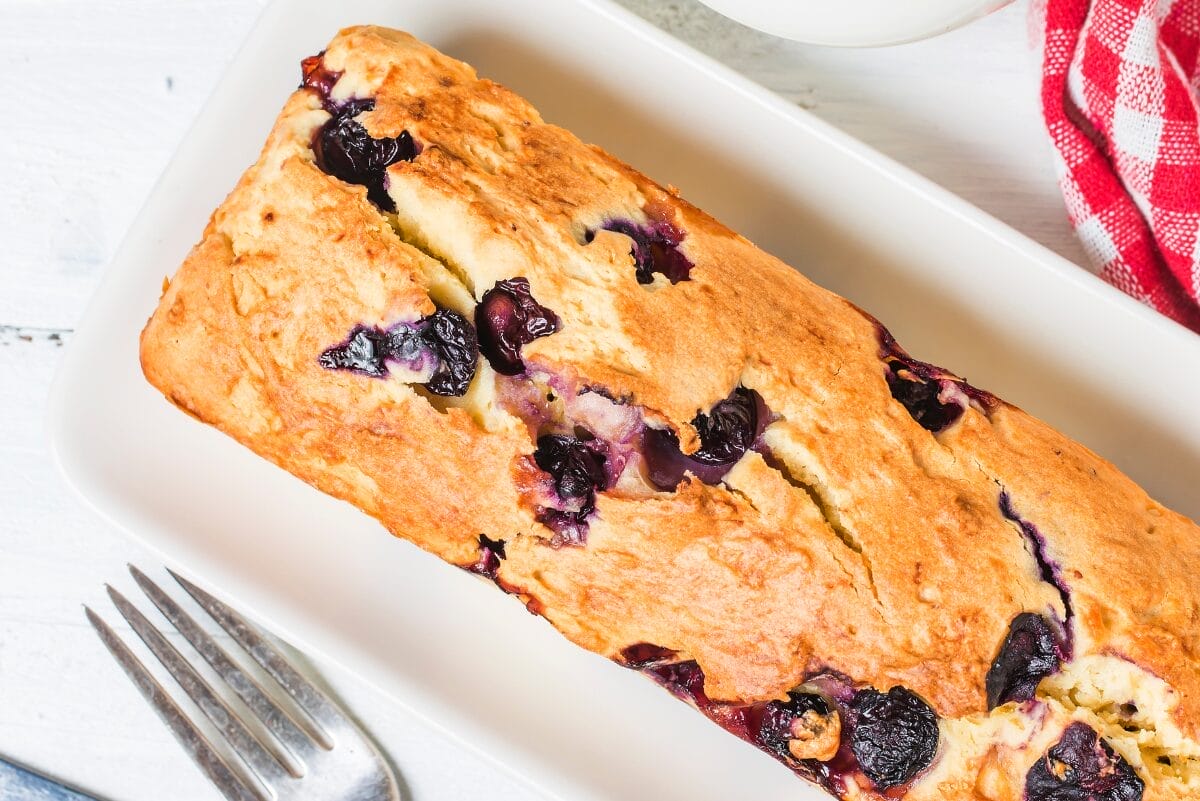 Blueberry loaf on a table.