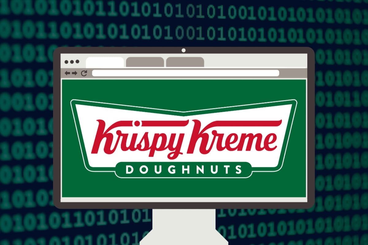 computer monitor with Krispy Kreme logo