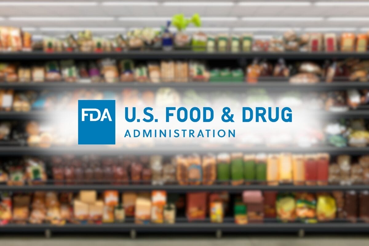 US FDA logo over blurry image of bread aisle