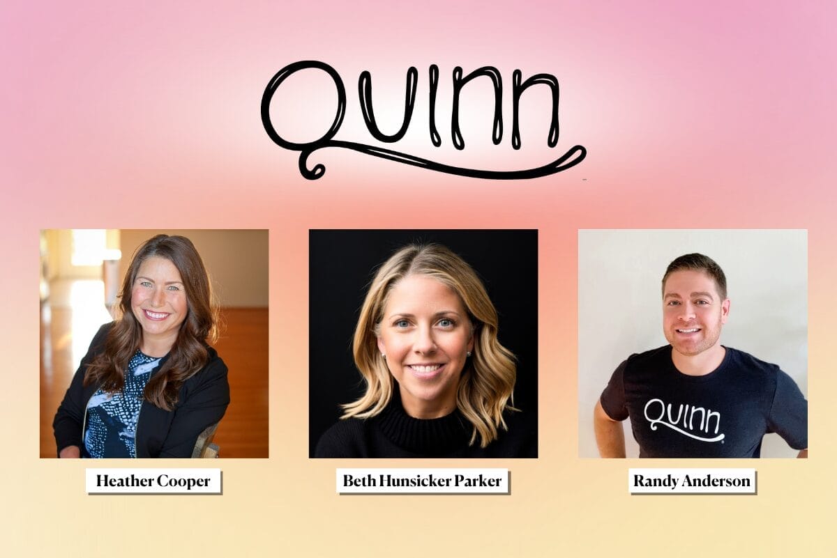 Quinn logo and images of Heather Cooper, Beth Hunsicker Parker and Randy Anderson