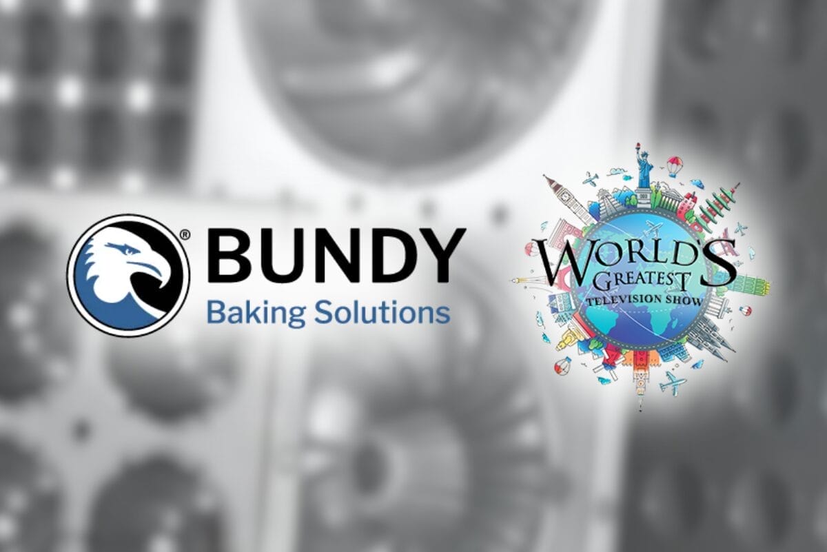 Bundy Baking Solutions and World's Greatest!... logos on background of cupcake pans.