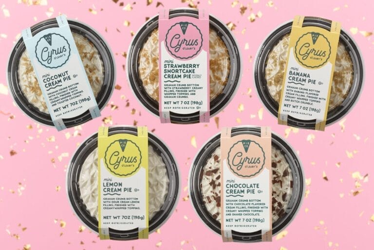 Sara Lee Frozen Bakery mini cream pies on pink background
