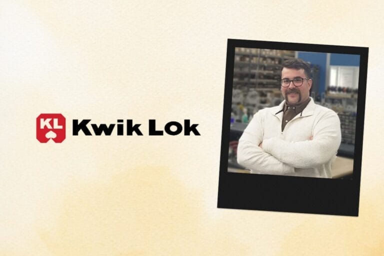Kwik Lok logo and Nicholas Pulos