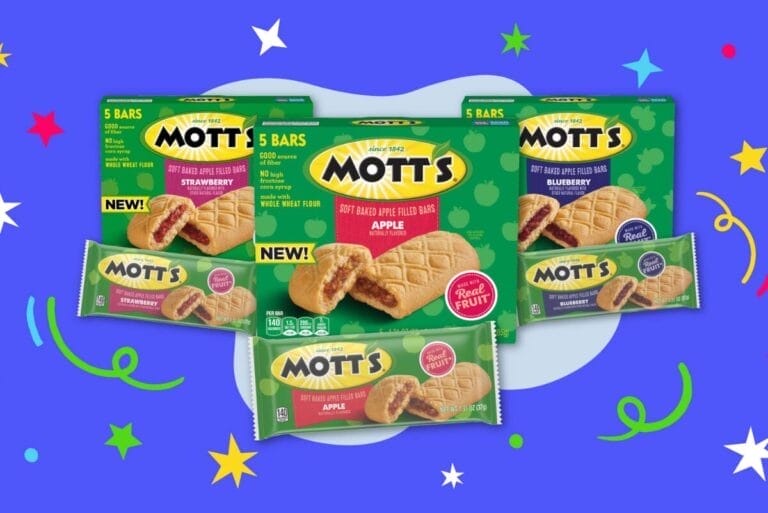 Boxes of Mott's Apple Filled Bars on blue background