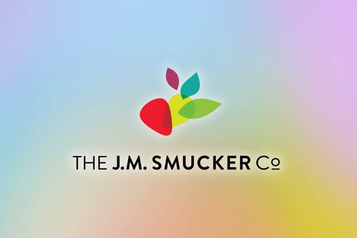 The J.M. Smucker Co. logo on rainbow gradient background