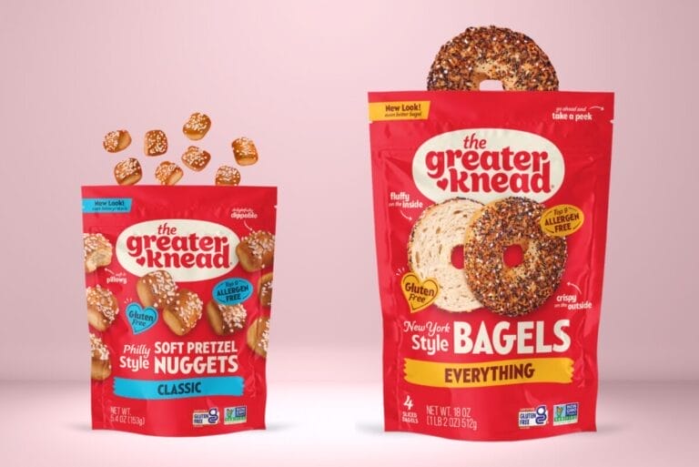 The Greater Knead Soft Pretzel Nuggets and Bagels in new red packaging
