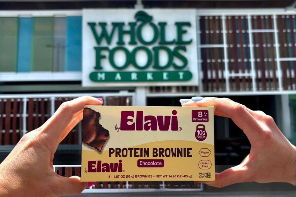 Elavi's brownies in front of Whole Foods Market store