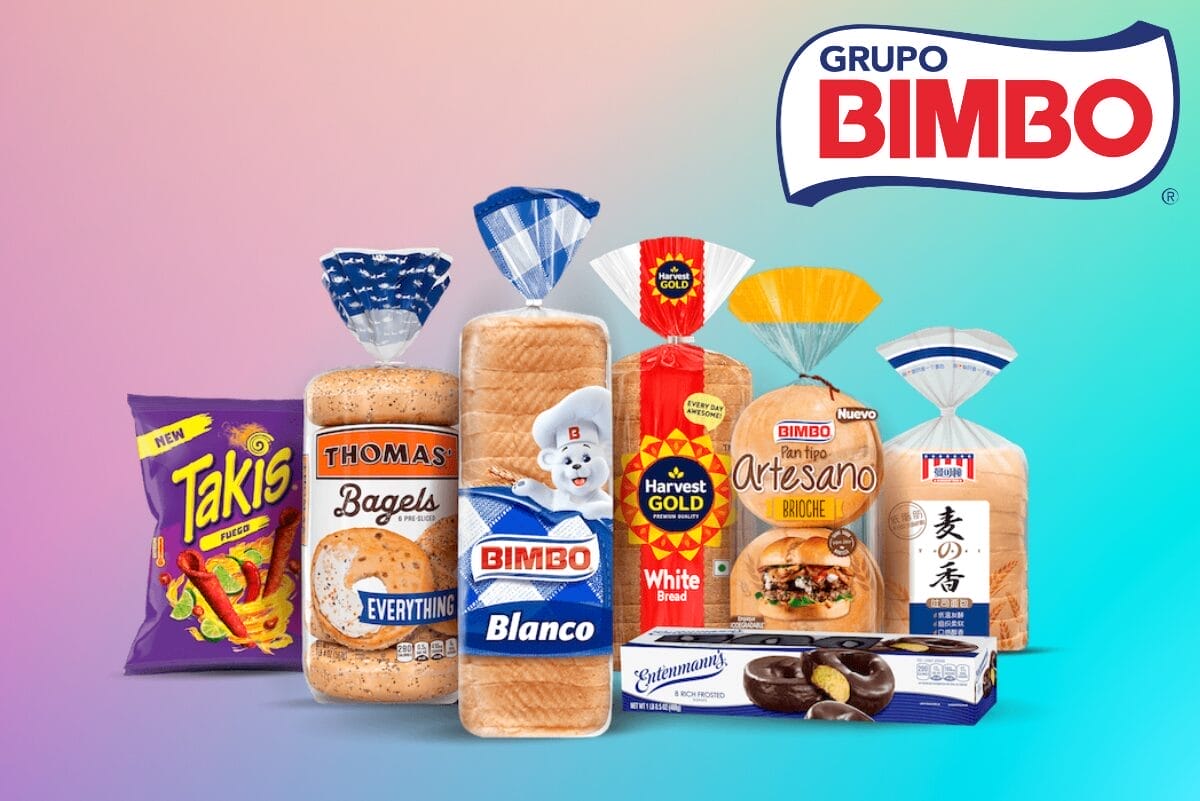Grupo Bimbo’s products on colored background