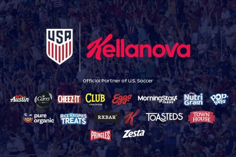 Kellanova and U.S. Soccer Federation logos with Kellanova brand logos underneath