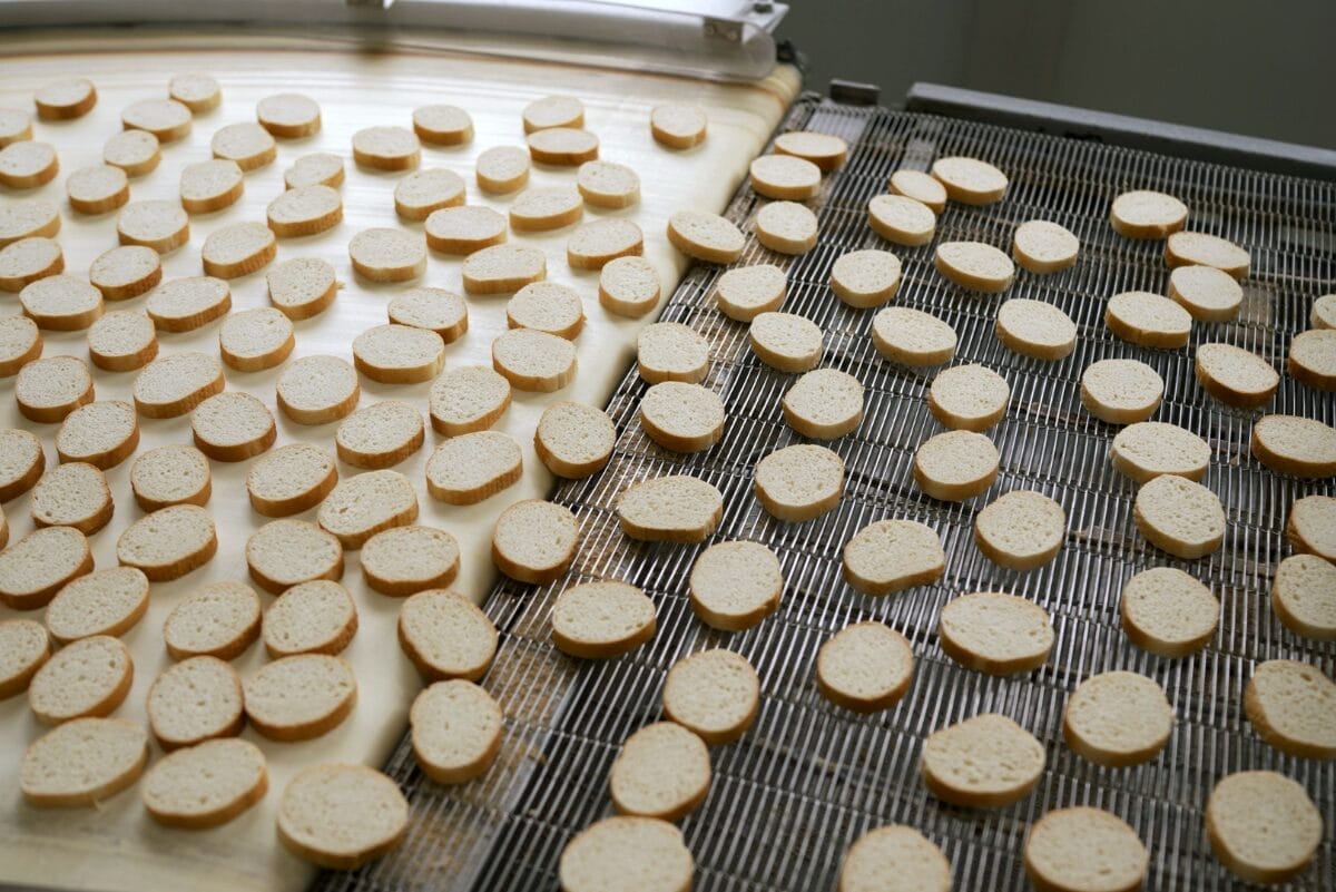 Crackers coming off a contract manufacturing production line
