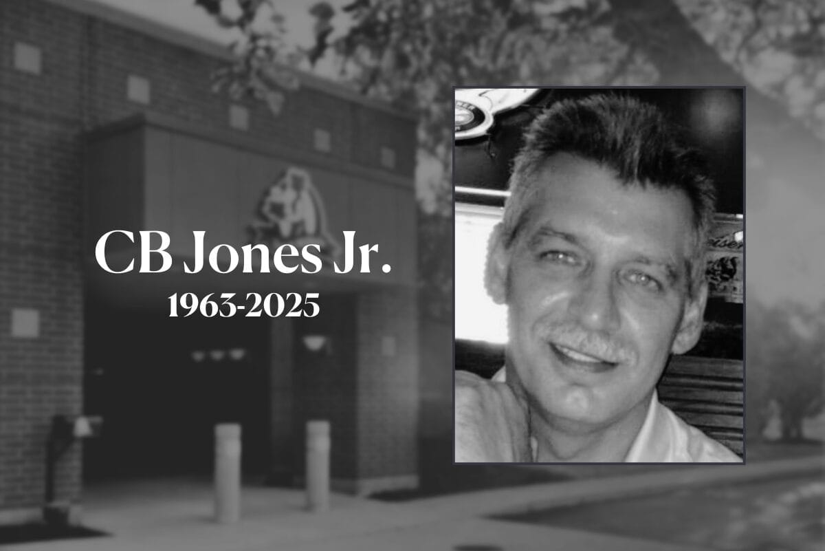 CB Jones Jr. 1963-2025 and image of him in black and white