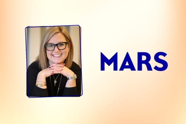 Myriah Gambrell-Glenn headshot next to Mars inc logo on light orange background