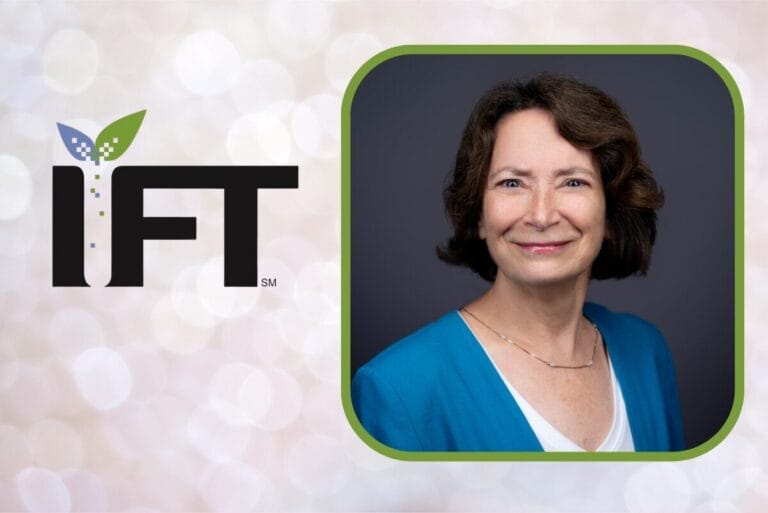 Peggy Poole's headshot with IFT logo on background