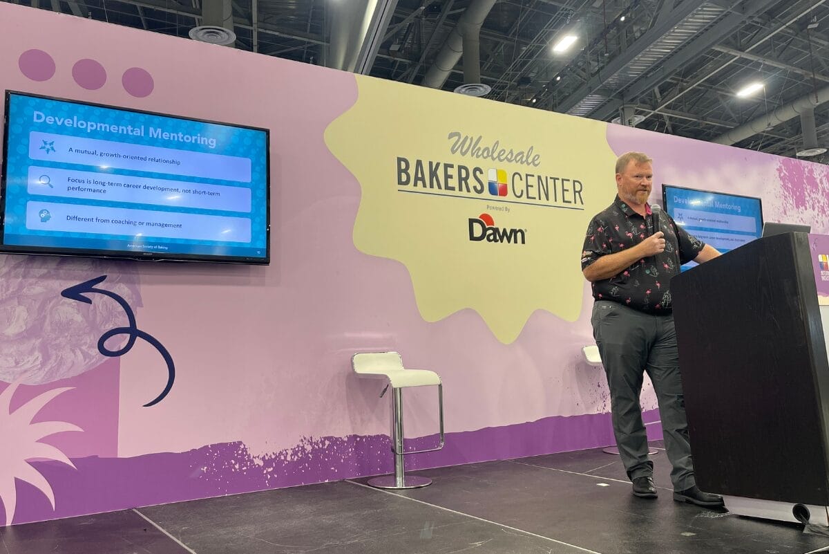Chad Larson of Mel-O-Cream Donuts on the Wholesale Bakers Center during IBIE 2025